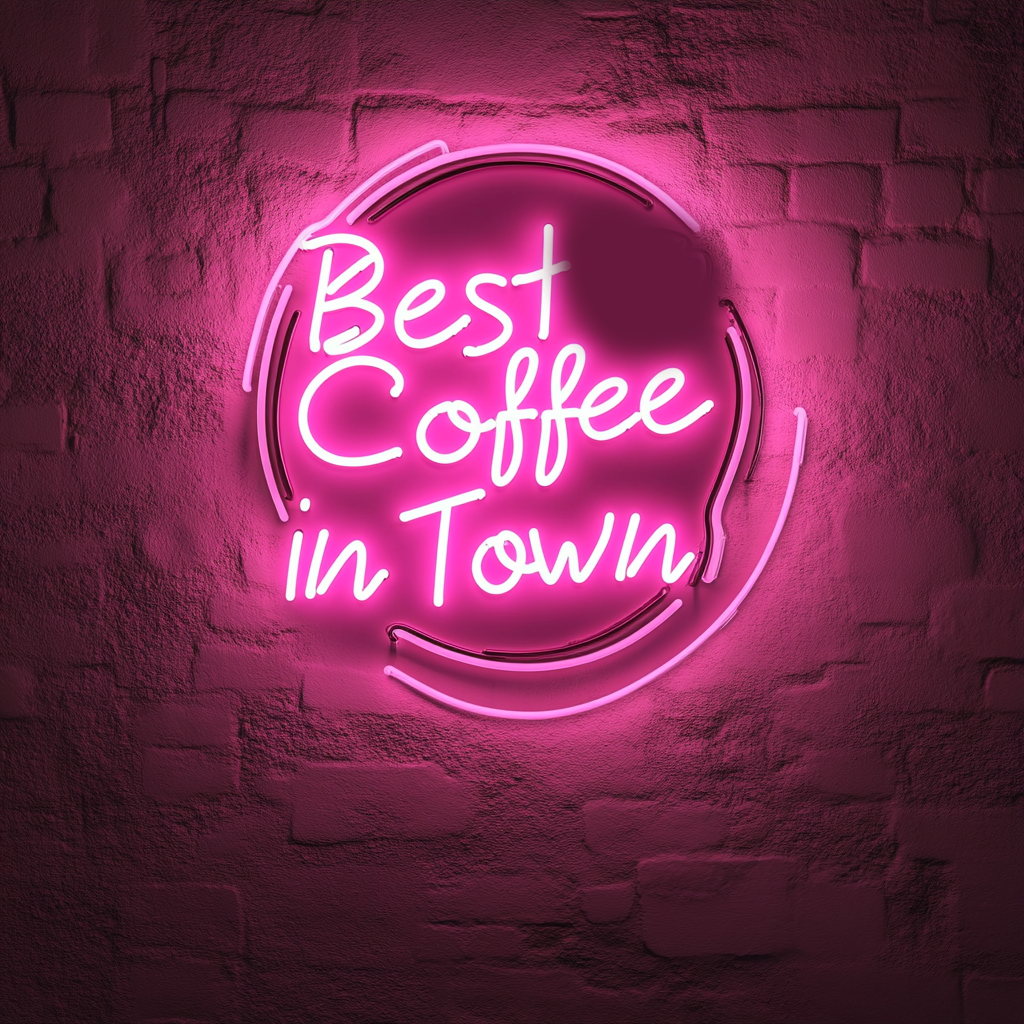 "Best Coffee in Town" - Pink Neon Sign, 24 Inches