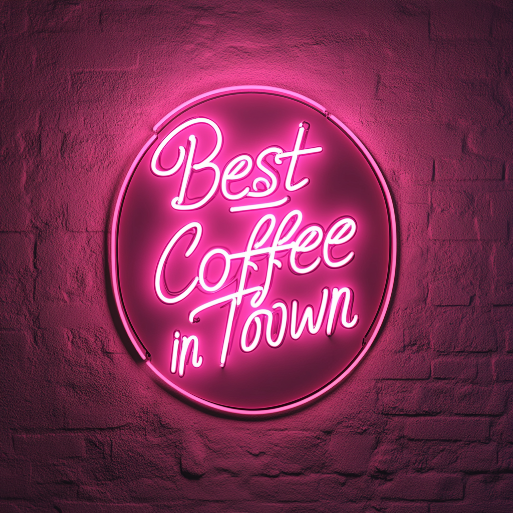 "Best Coffee in Town" - Pink Neon Sign, 18 Inches