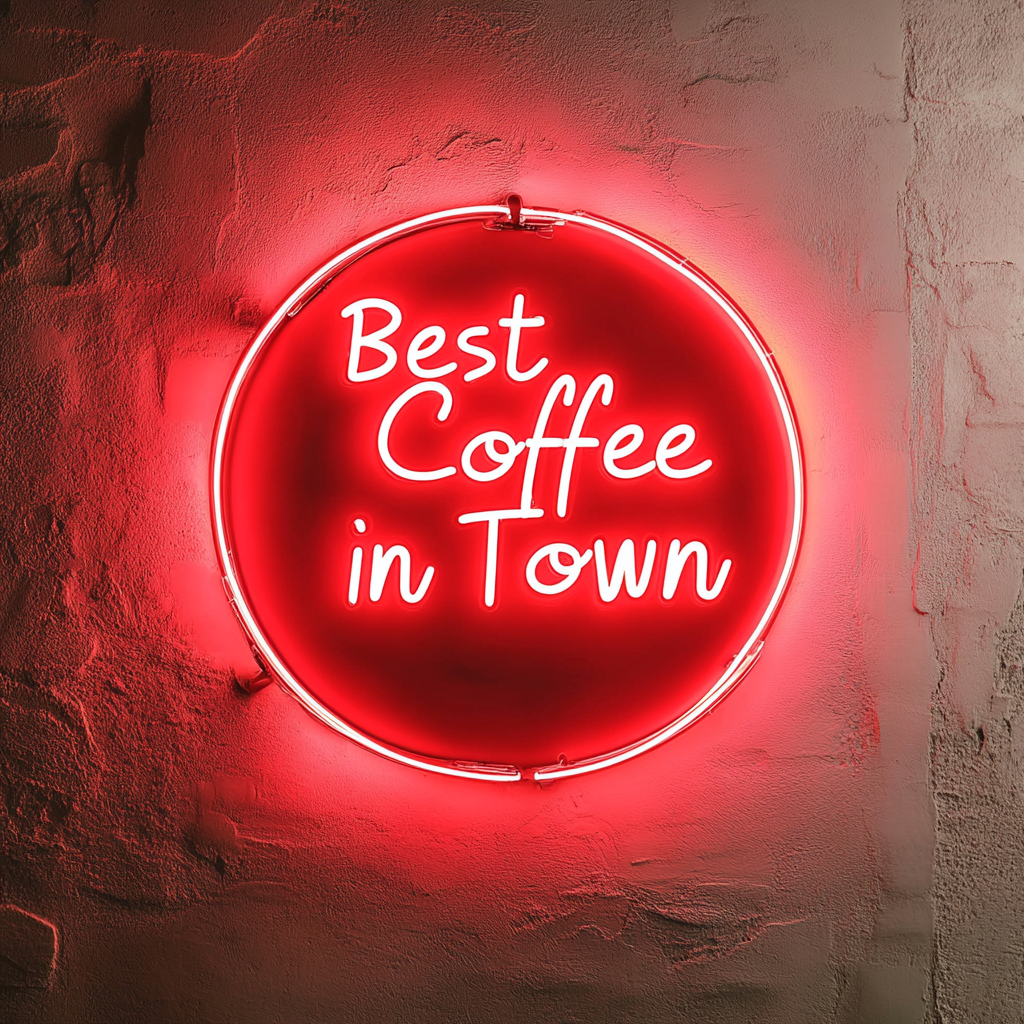 "Best Coffee in Town" - Red Neon Sign, 24 Inches