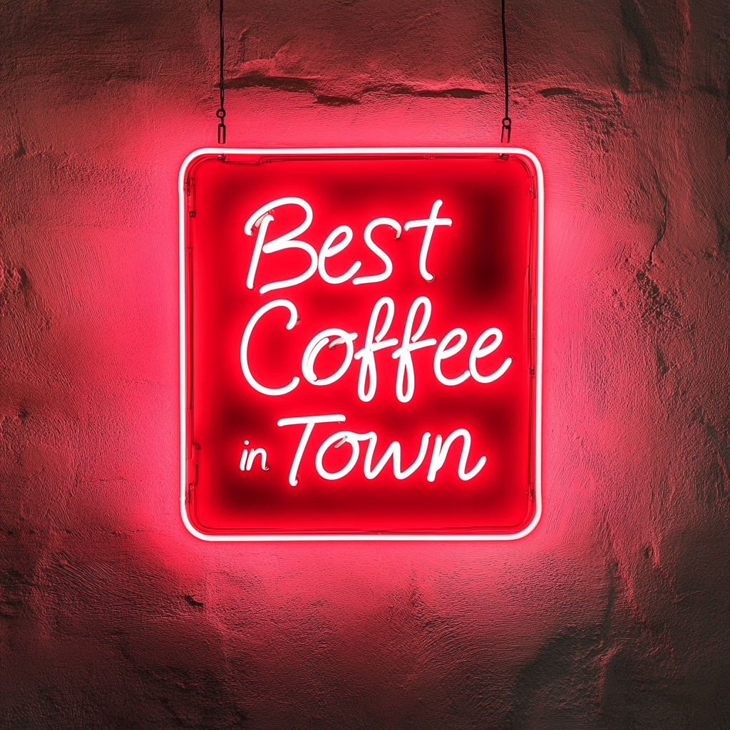 "Best Coffee in Town" - Red Neon Sign, 24 Inches