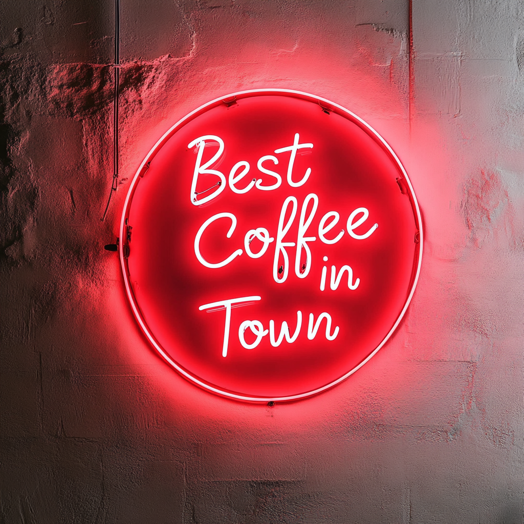 "Best Coffee in Town" - Red Neon Sign, 18 Inches