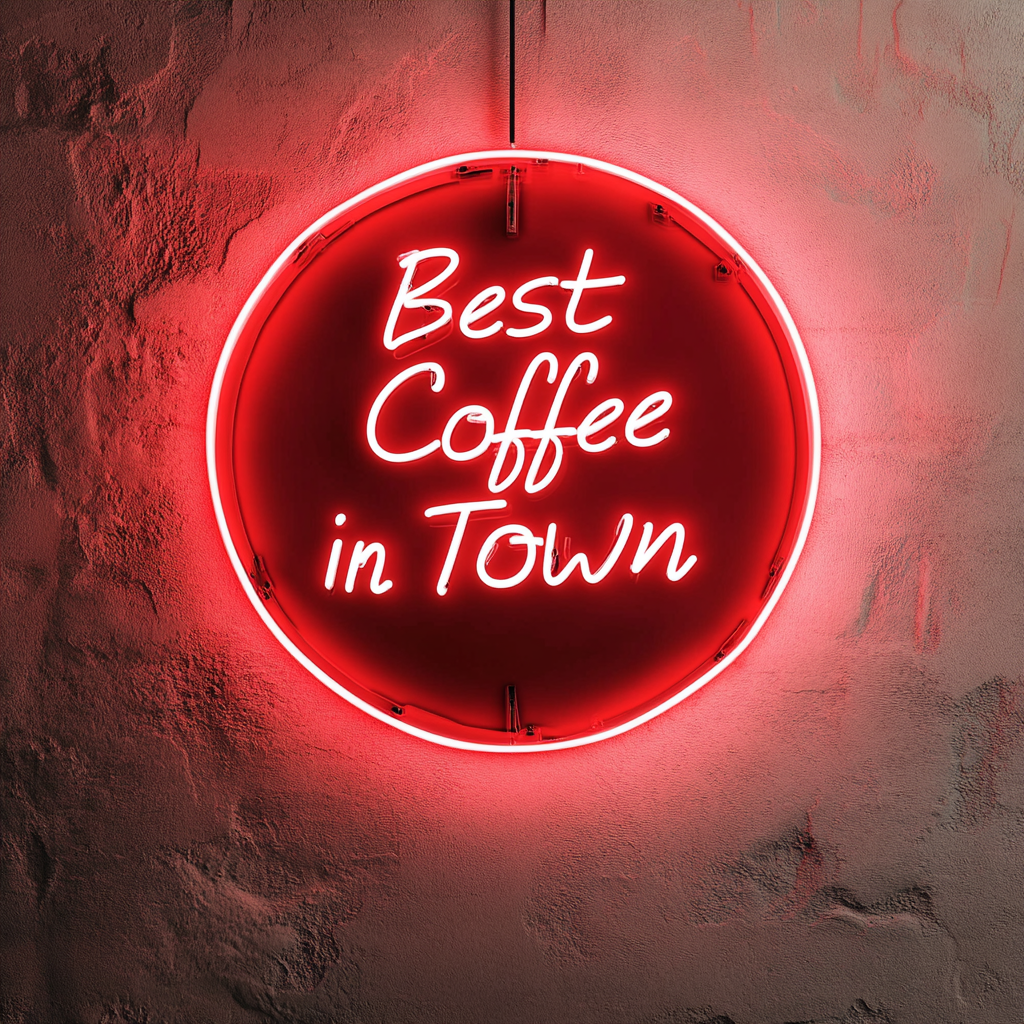 "Best Coffee in Town" - Red Neon Sign, 24 Inches