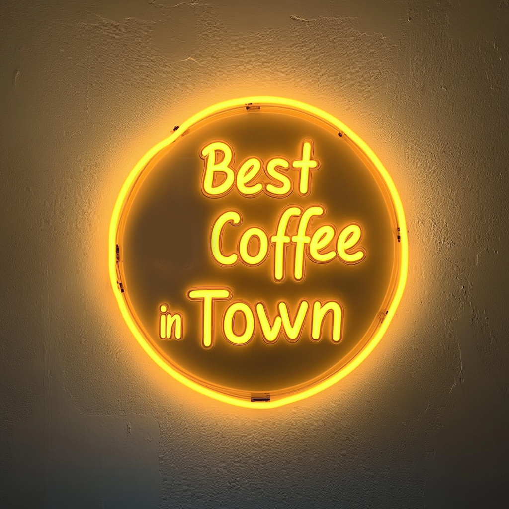 "Best Coffee in Town" - Yellow Neon Sign, 24 Inches