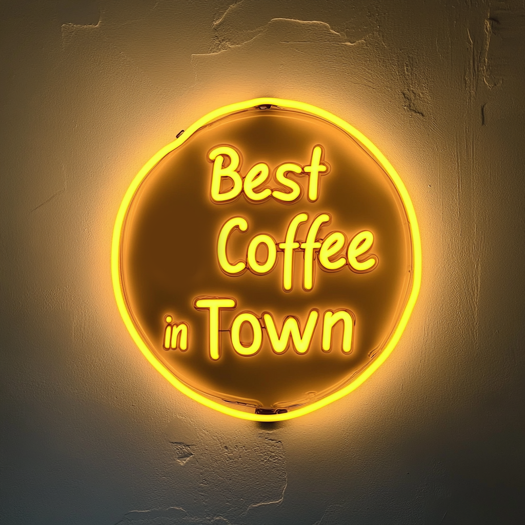 "Best Coffee in Town" - Yellow Neon Sign, 24 Inches