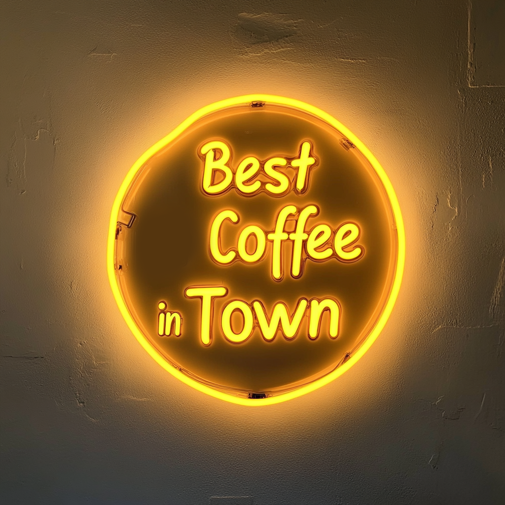 "Best Coffee in Town" - Yellow Neon Sign, 18 Inches