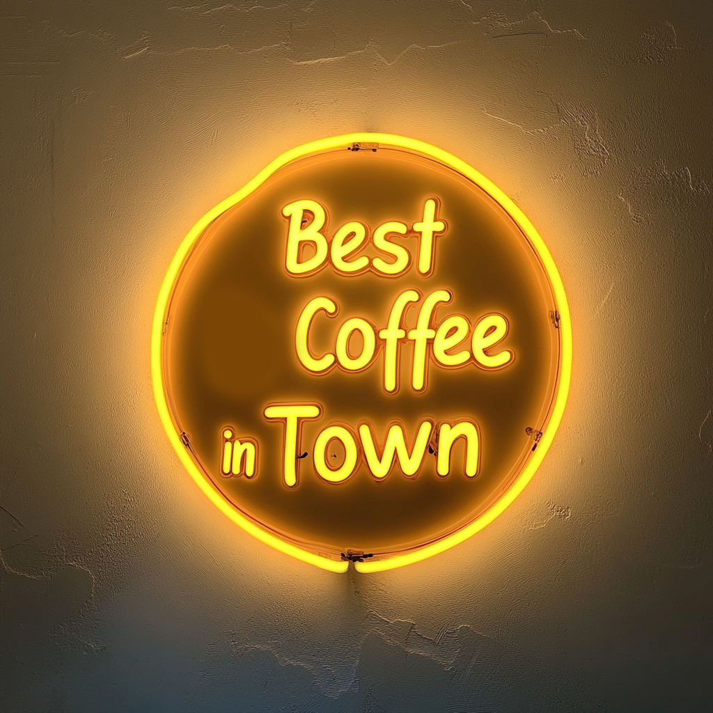 "Best Coffee in Town" - Yellow Neon Sign, 18 Inches