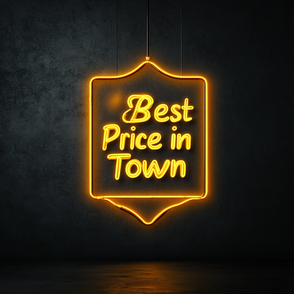 "Best Price in Town" - Yellow Neon Sign, 18 Inches