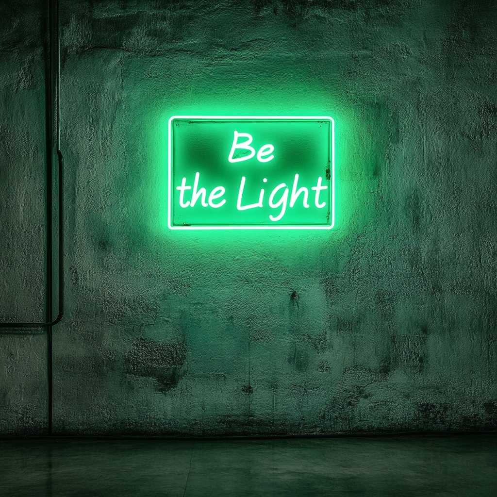Be the Light - Green Neon Sign, 18 Inches