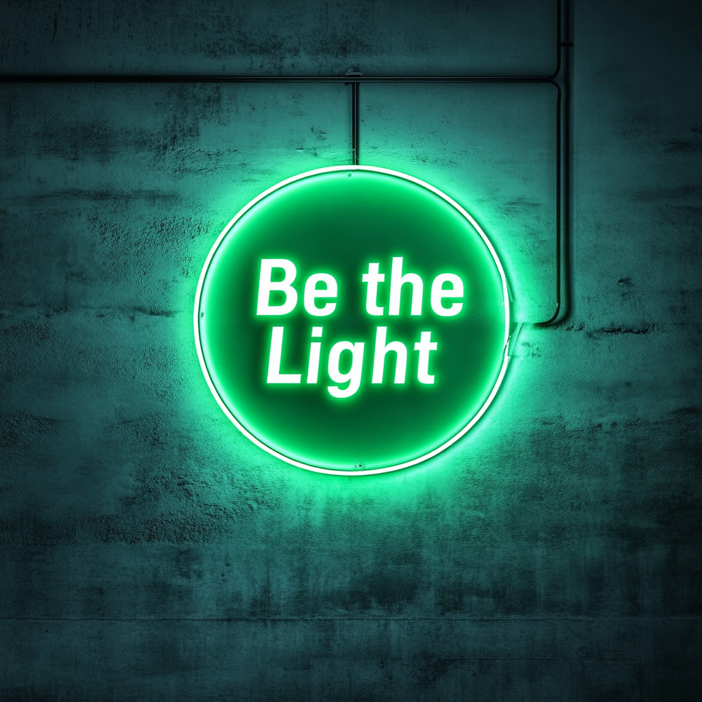 Be the Light - Green Neon Sign, 24 Inches