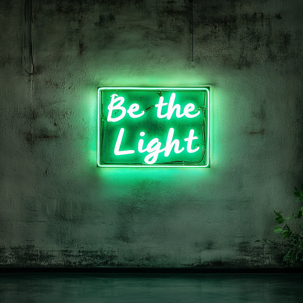 Be the Light - Green Neon Sign, 18 Inches