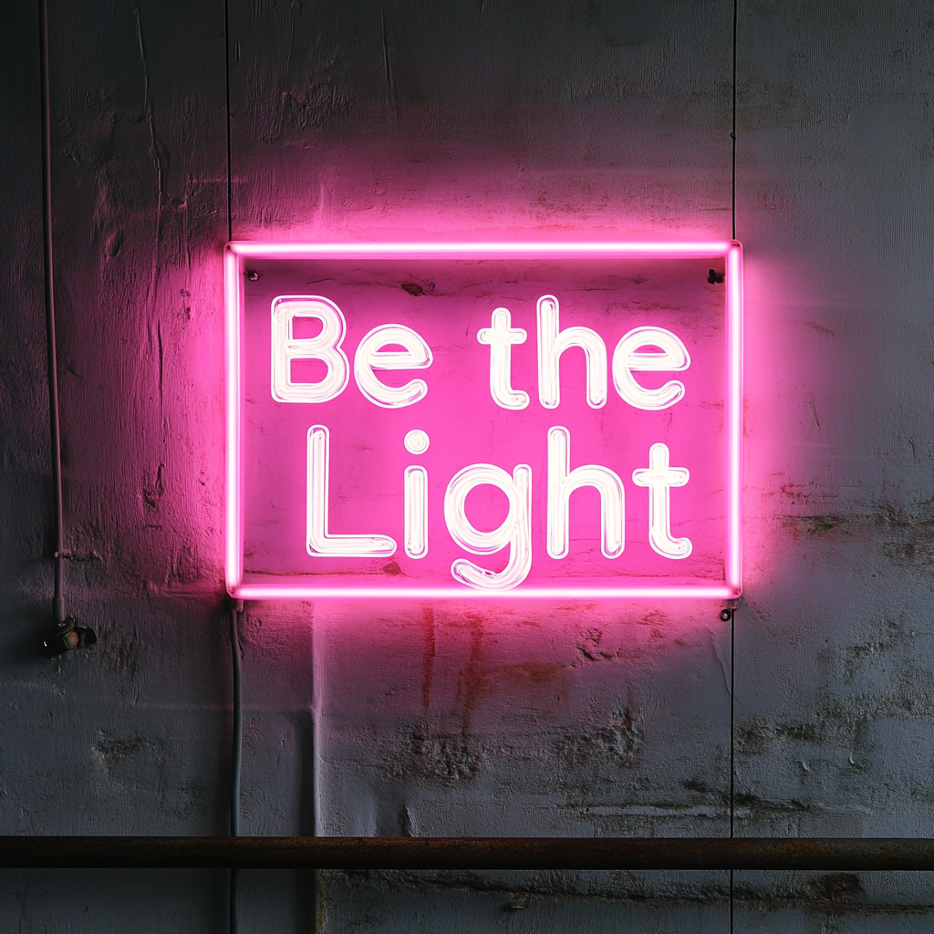 Be the Light - Pink Neon Sign, 18 Inches