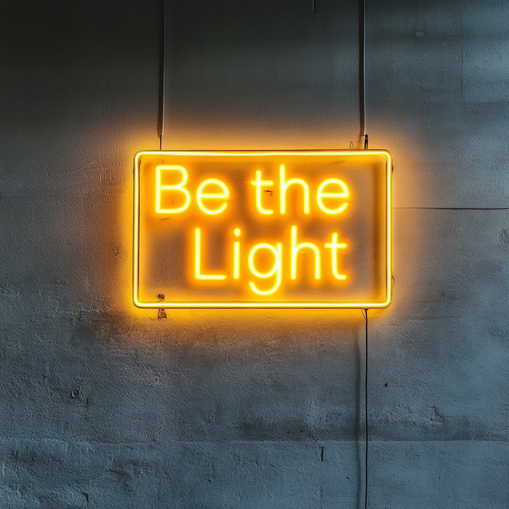 Be the Light - Yellow Neon Sign, 18 Inches
