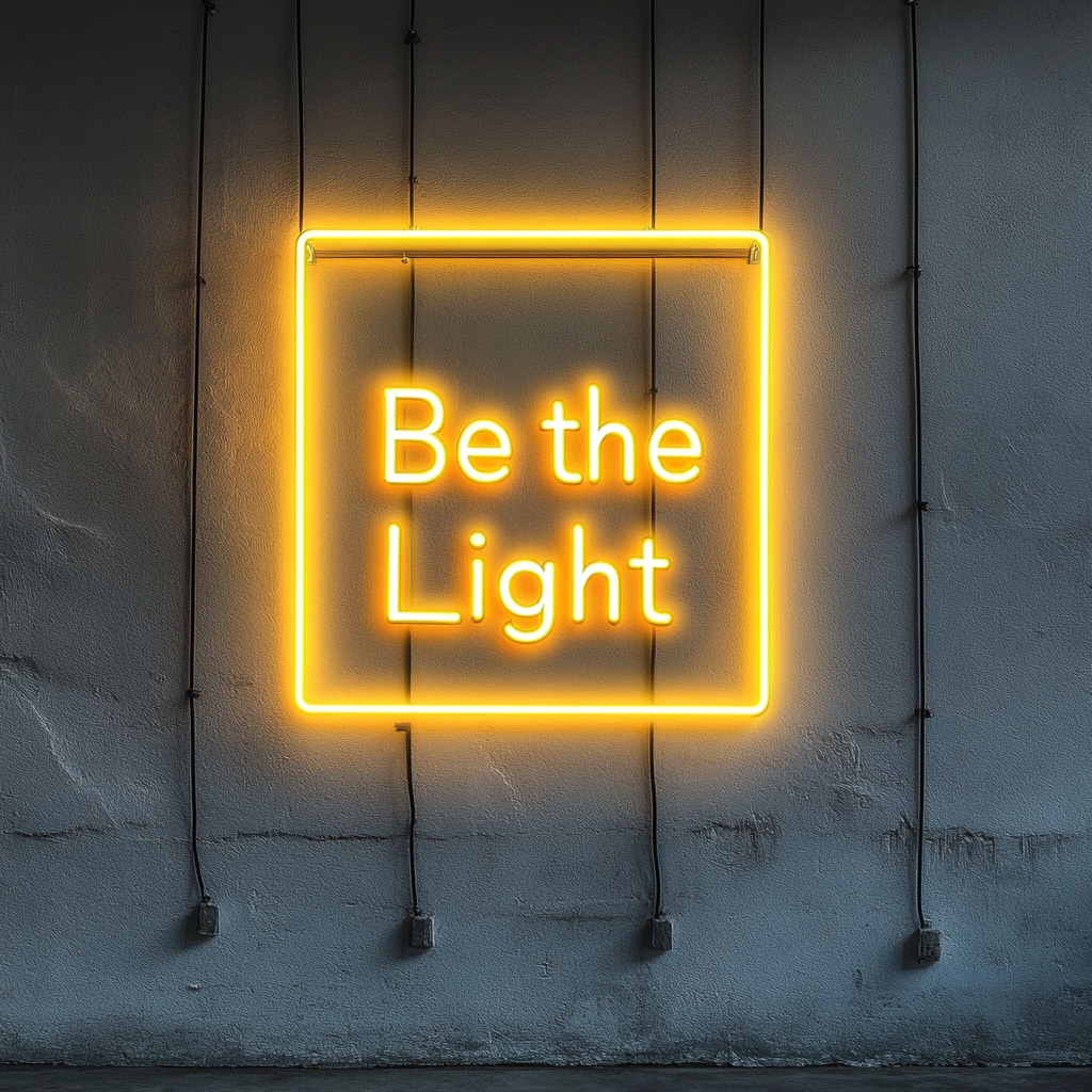 Be the Light - Yellow Neon Sign, 18 Inches