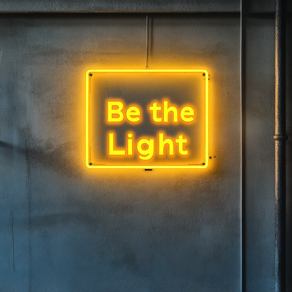 Be the Light - Yellow Neon Sign, 18 Inches