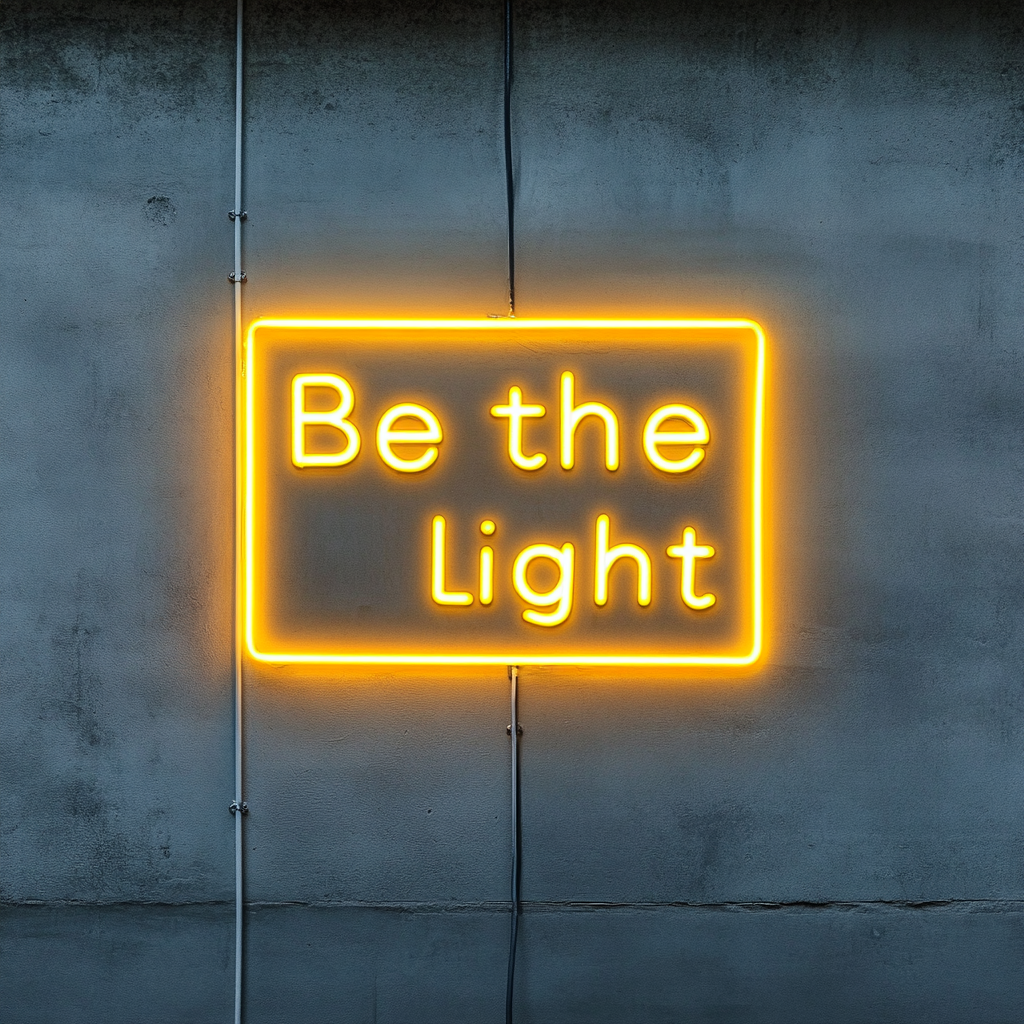 Be the Light - Yellow Neon Sign, 18 Inches