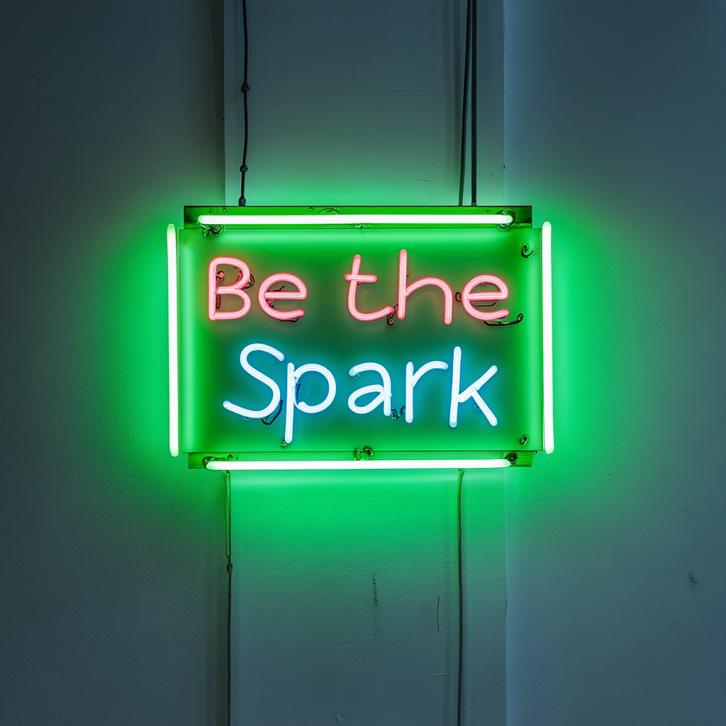 "Be the Spark" - Green Neon Sign, 24 Inches