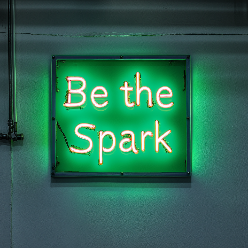 "Be the Spark" - Green Neon Sign, 24 Inches