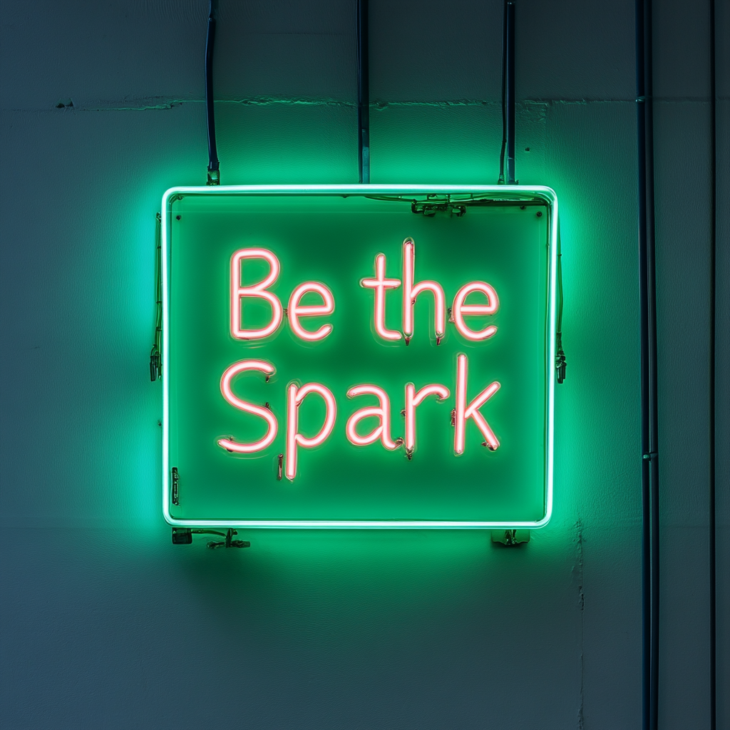 "Be the Spark" - Green Neon Sign, 18 Inches