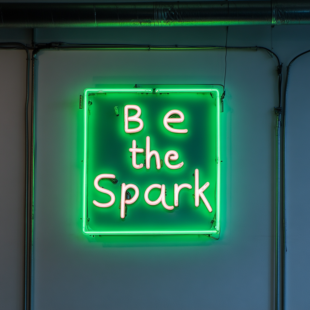 "Be the Spark" - Green Neon Sign, 18 Inches