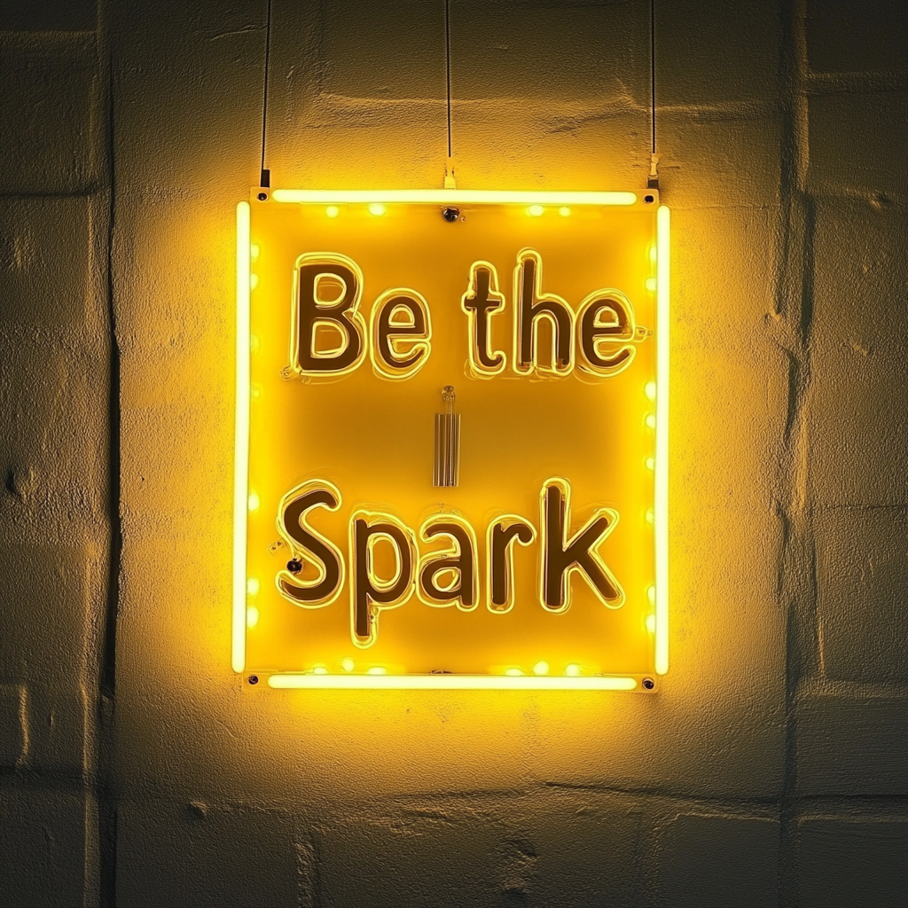 "Be the Spark" - Yellow Neon Sign, 24 Inches