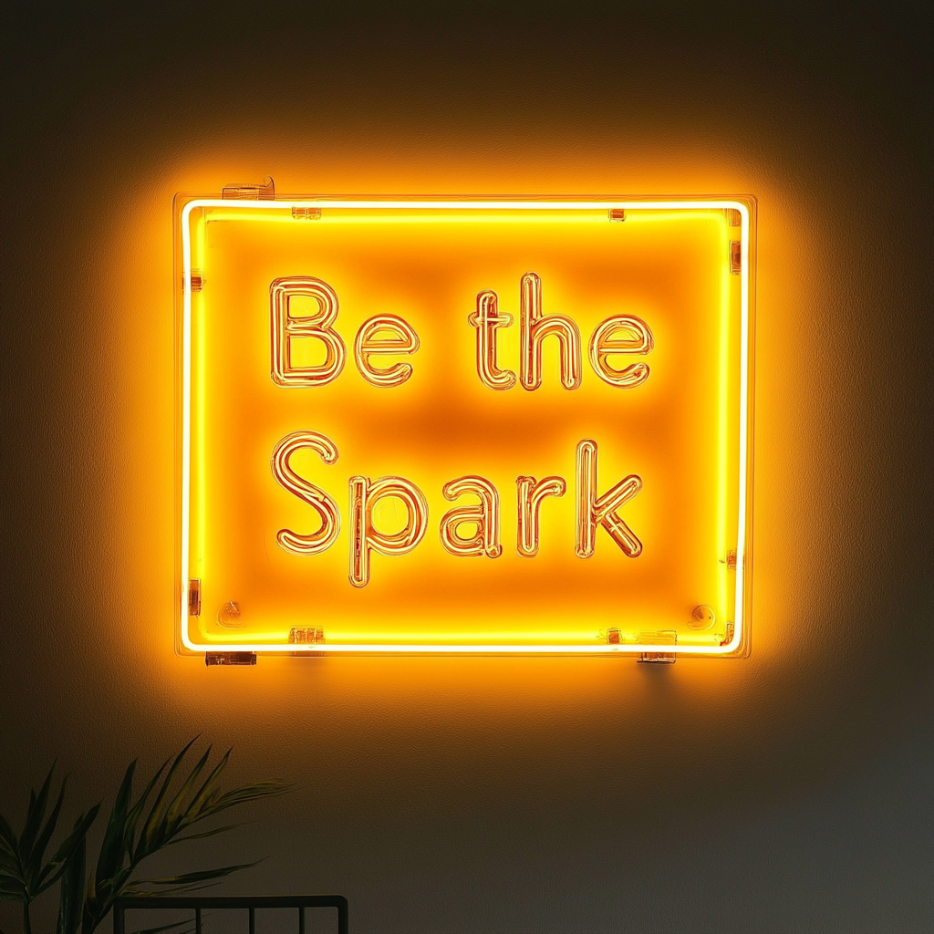 "Be the Spark" - Yellow Neon Sign, 24 Inches