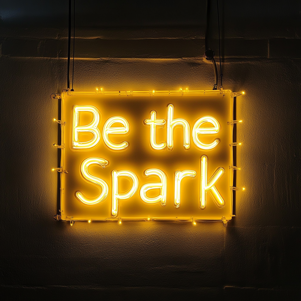 "Be the Spark" - Yellow Neon Sign, 24 Inches