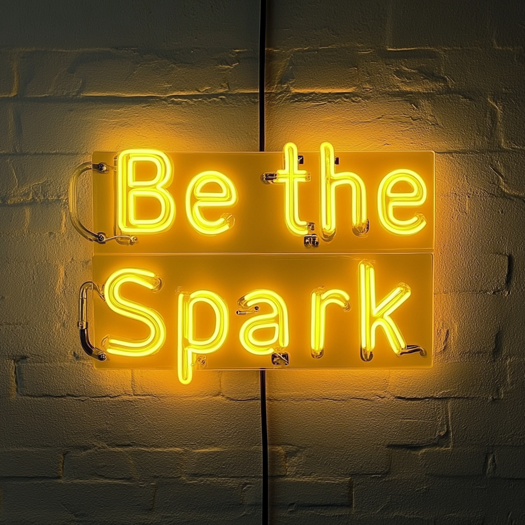 "Be the Spark" - Yellow Neon Sign, 18 Inches