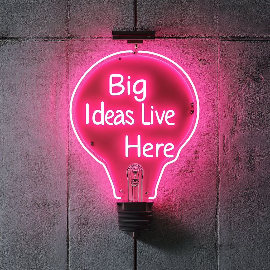 "Big Ideas Live Here" - Pink Neon Sign, 18 Inches