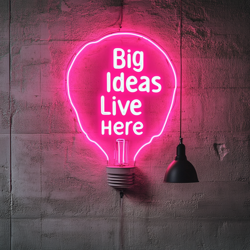 "Big Ideas Live Here" - Pink Neon Sign, 18 Inches