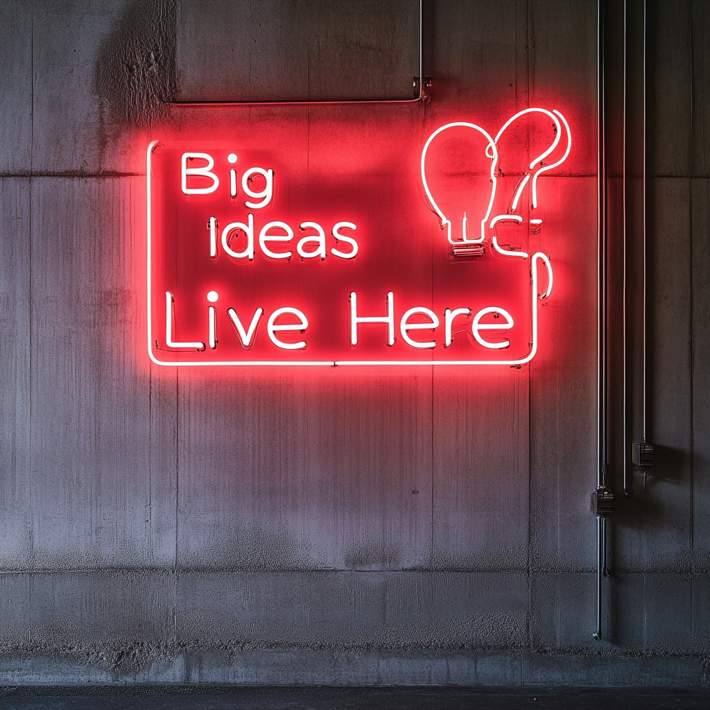 "Big Ideas Live Here" - Red Neon Sign, 18 Inches