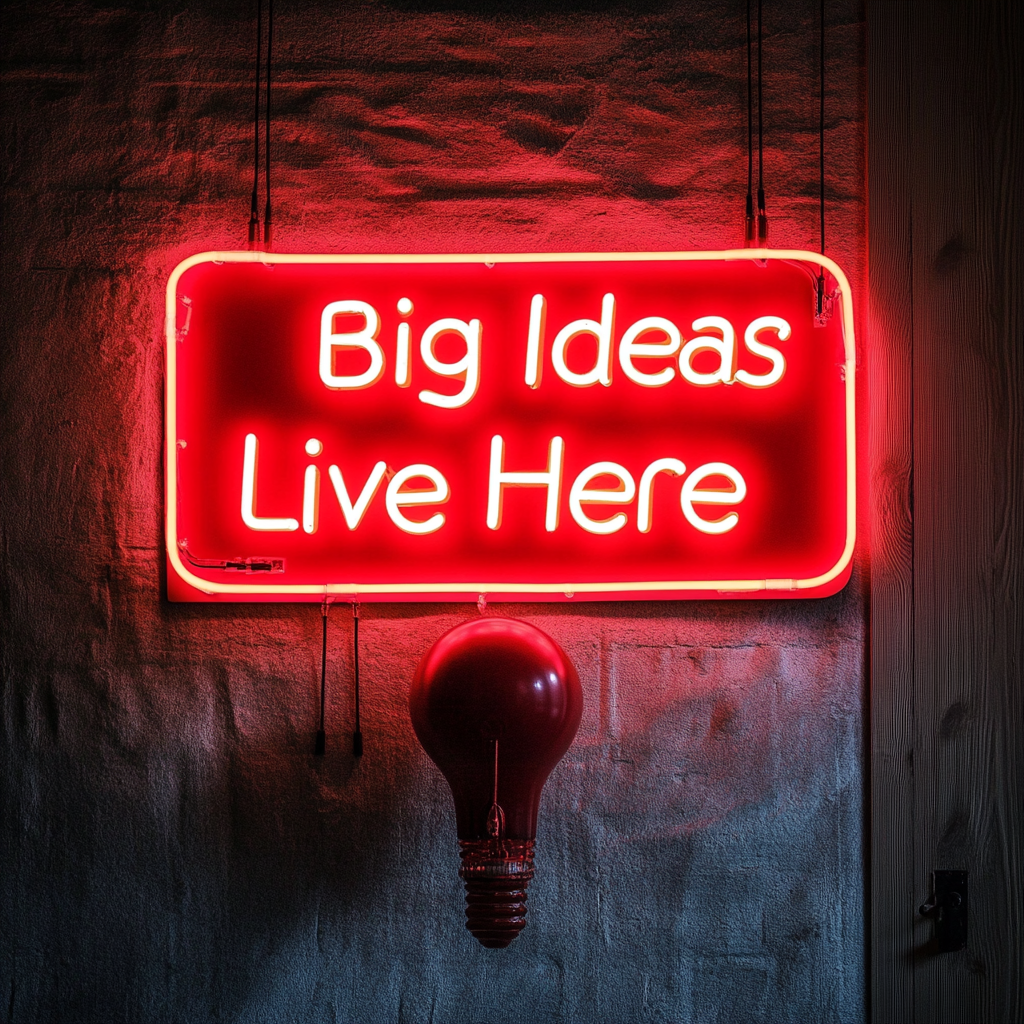 "Big Ideas Live Here" - Red Neon Sign, 18 Inches