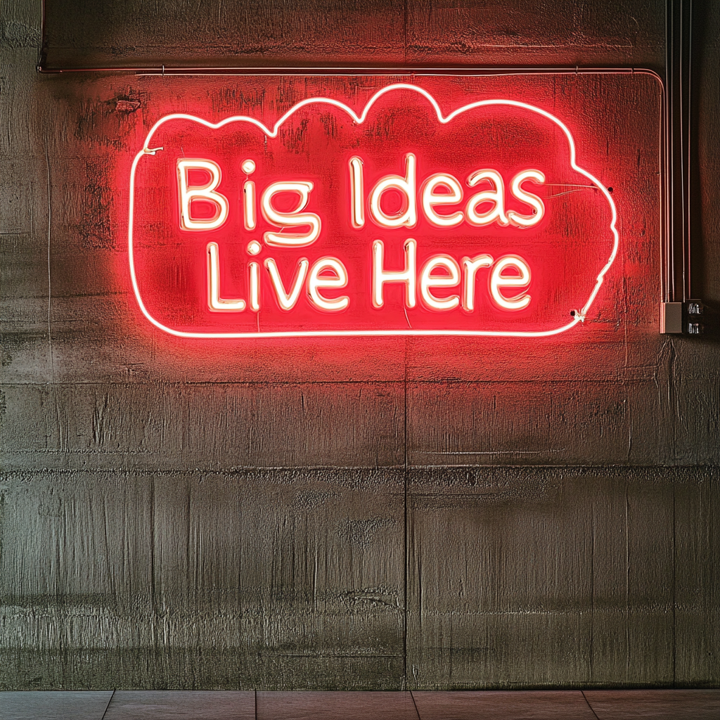 "Big Ideas Live Here" - Red Neon Sign, 24 Inches