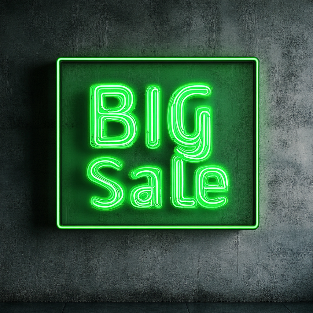 "Big Sale" - Green Neon Sign, 18 Inches