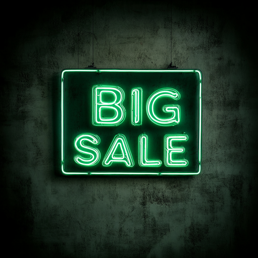 "Big Sale" - Green Neon Sign, 18 Inches