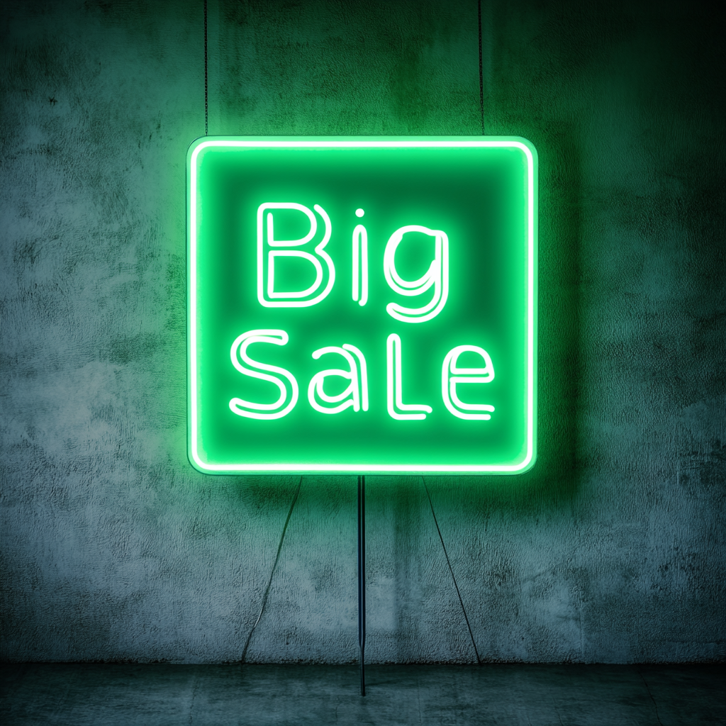 "Big Sale" - Green Neon Sign, 24 Inches