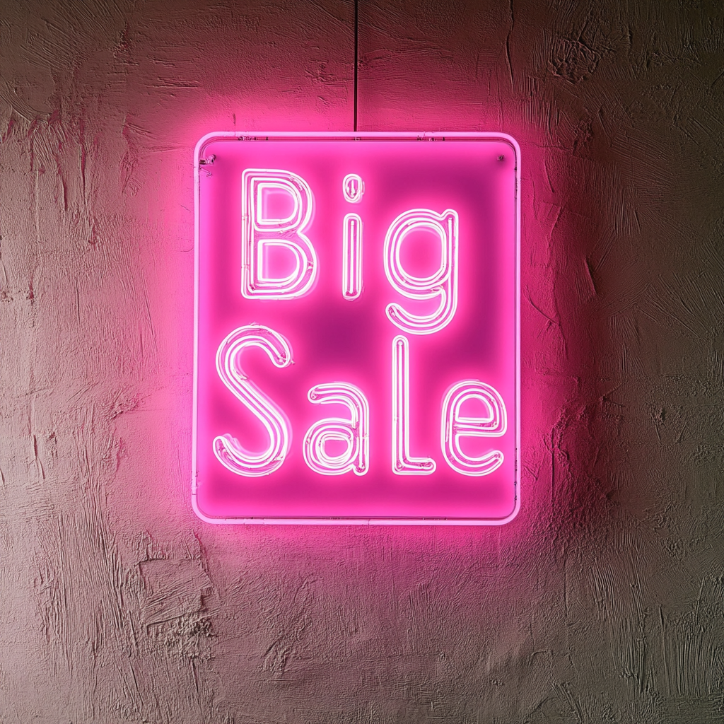 "Big Sale" - Pink Neon Sign, 24 Inches