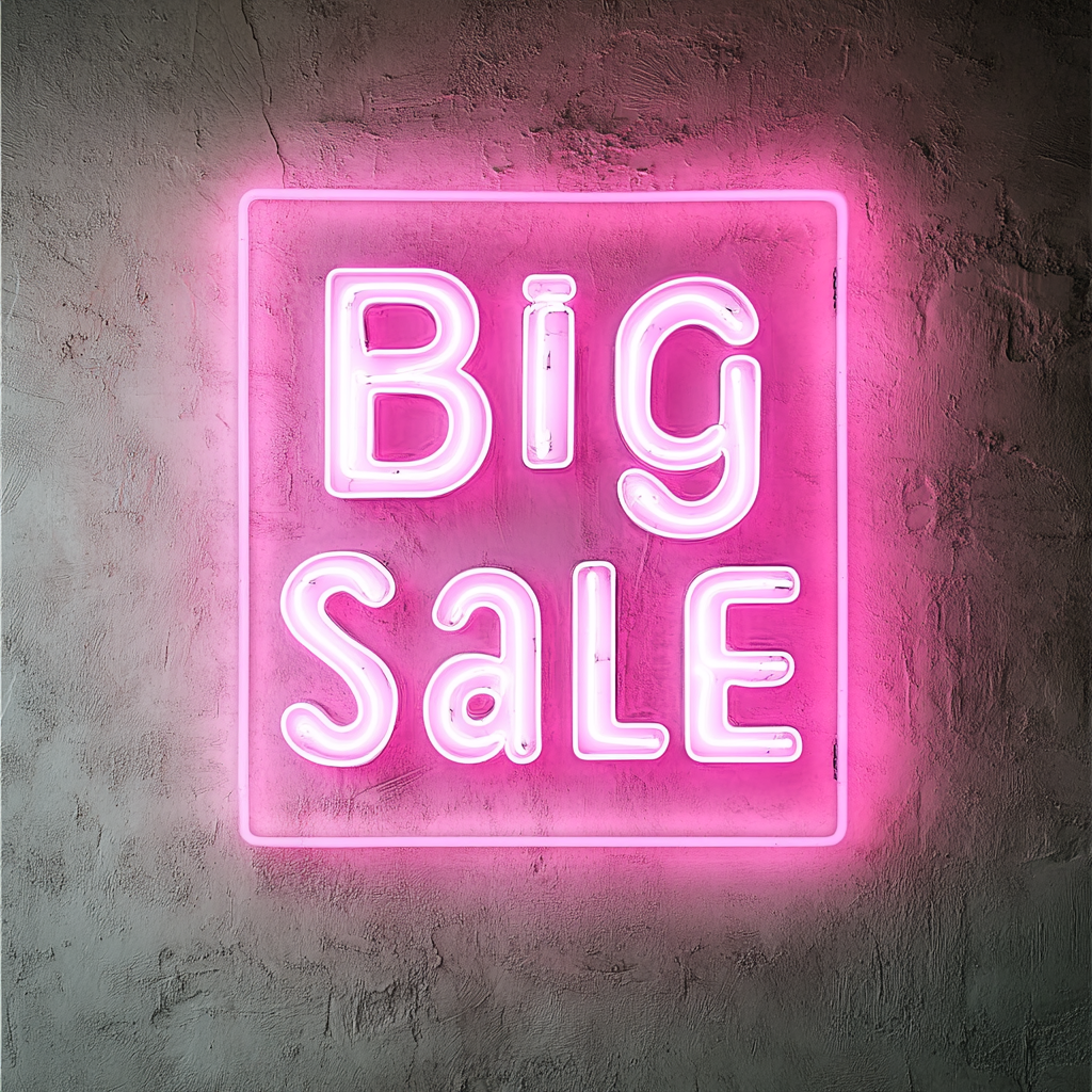 "Big Sale" - Pink Neon Sign, 18 Inches