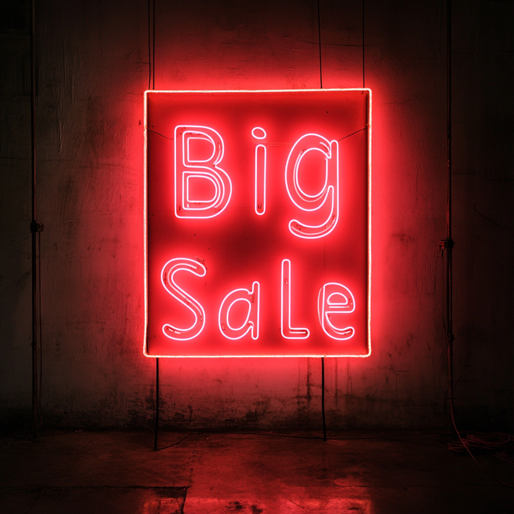 "Big Sale" - Red Neon Sign, 18 Inches