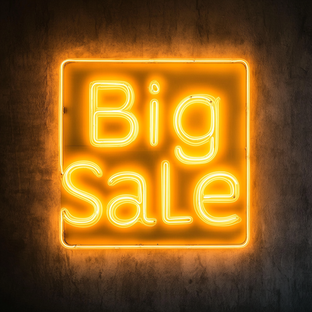 "Big Sale" - Yellow Neon Sign, 24 Inches