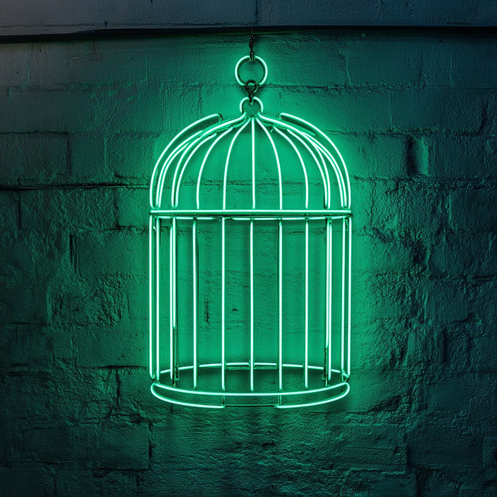 Bird Cage - Green Neon Sign, 18 Inches