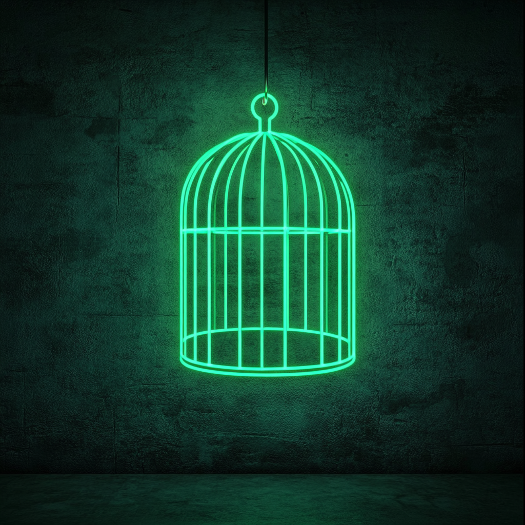 Bird Cage - Green Neon Sign, 18 Inches