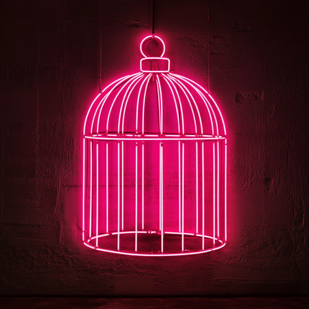 Bird Cage - Pink Neon Sign, 24 Inches