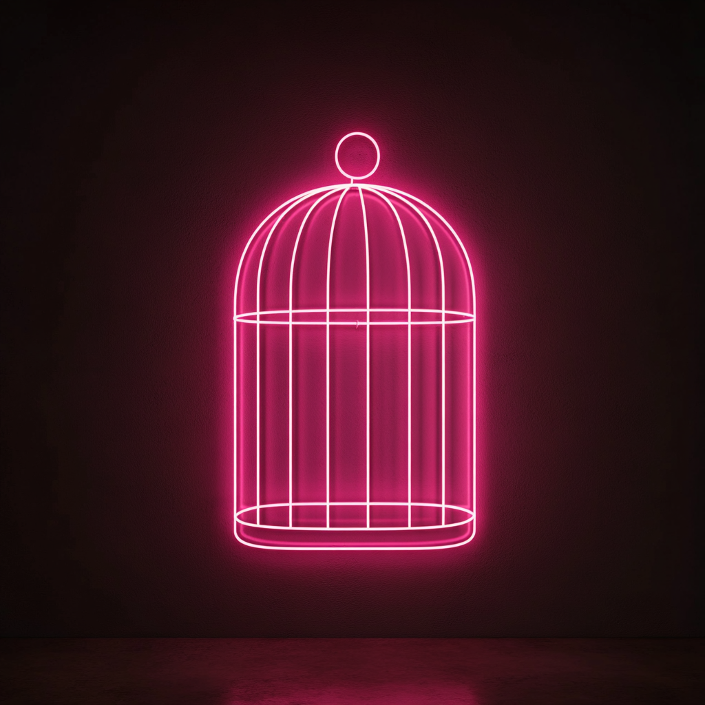 Bird Cage - Pink Neon Sign, 18 Inches