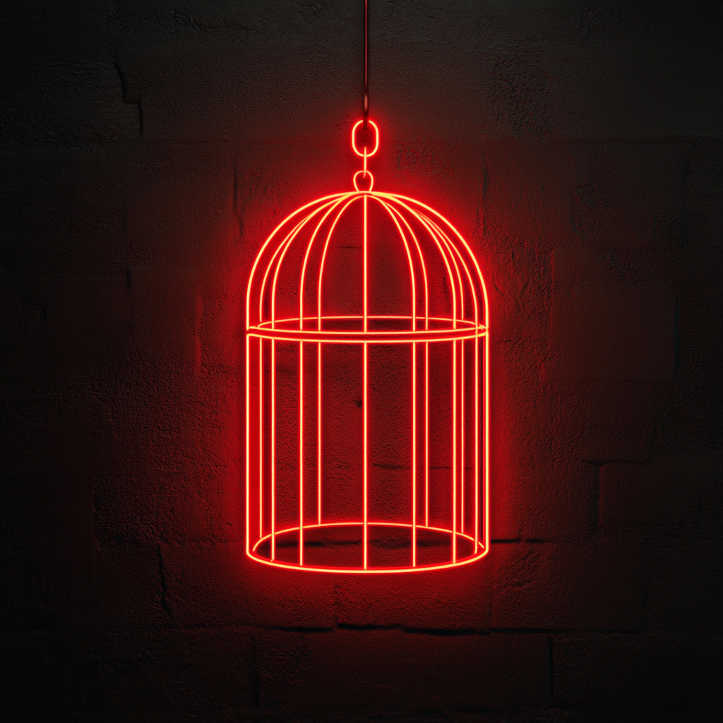 Bird Cage - Red Neon Sign, 18 Inches