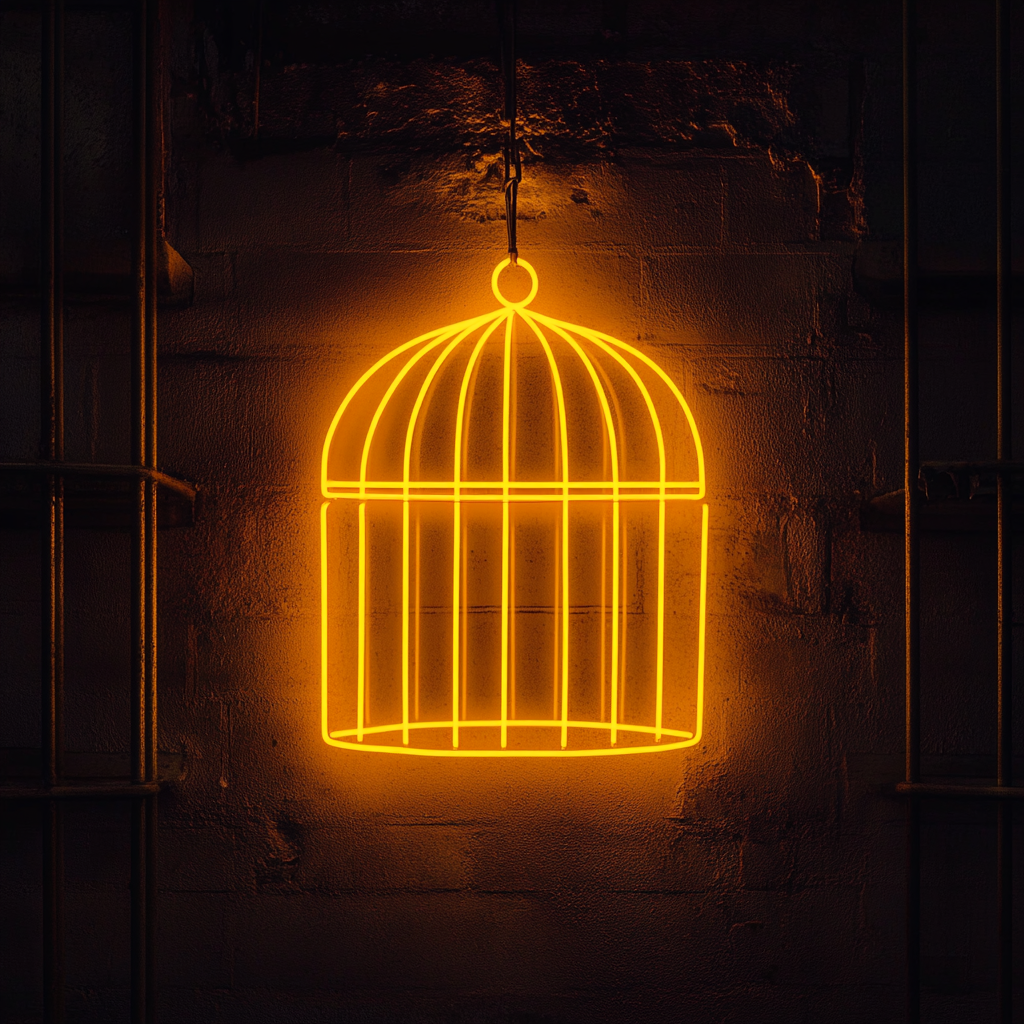 Bird Cage - Yellow Neon Sign, 18 Inches