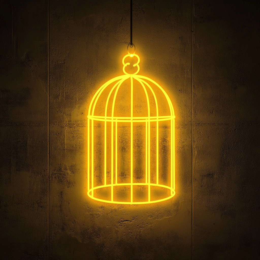 Bird Cage - Yellow Neon Sign, 18 Inches