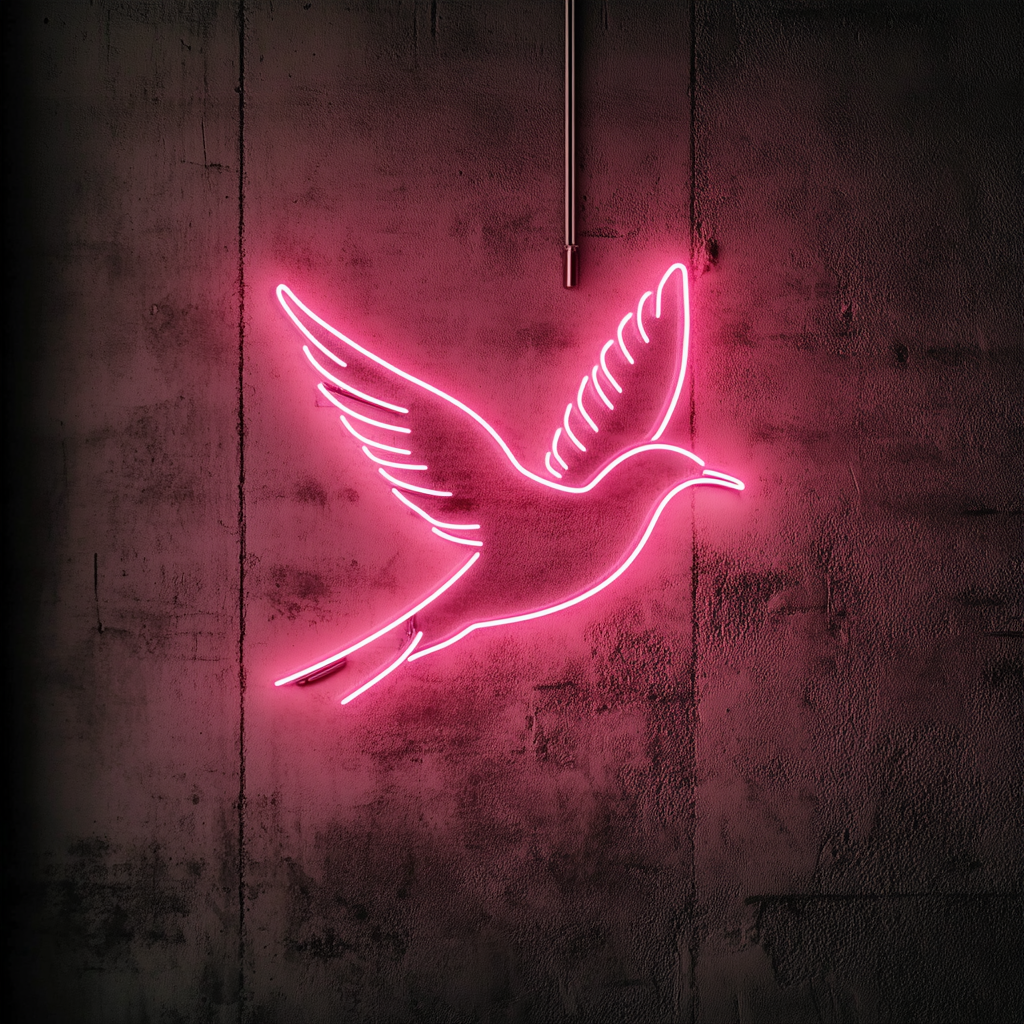 Bird in Flight - Pink Neon Sign, 18 Inches