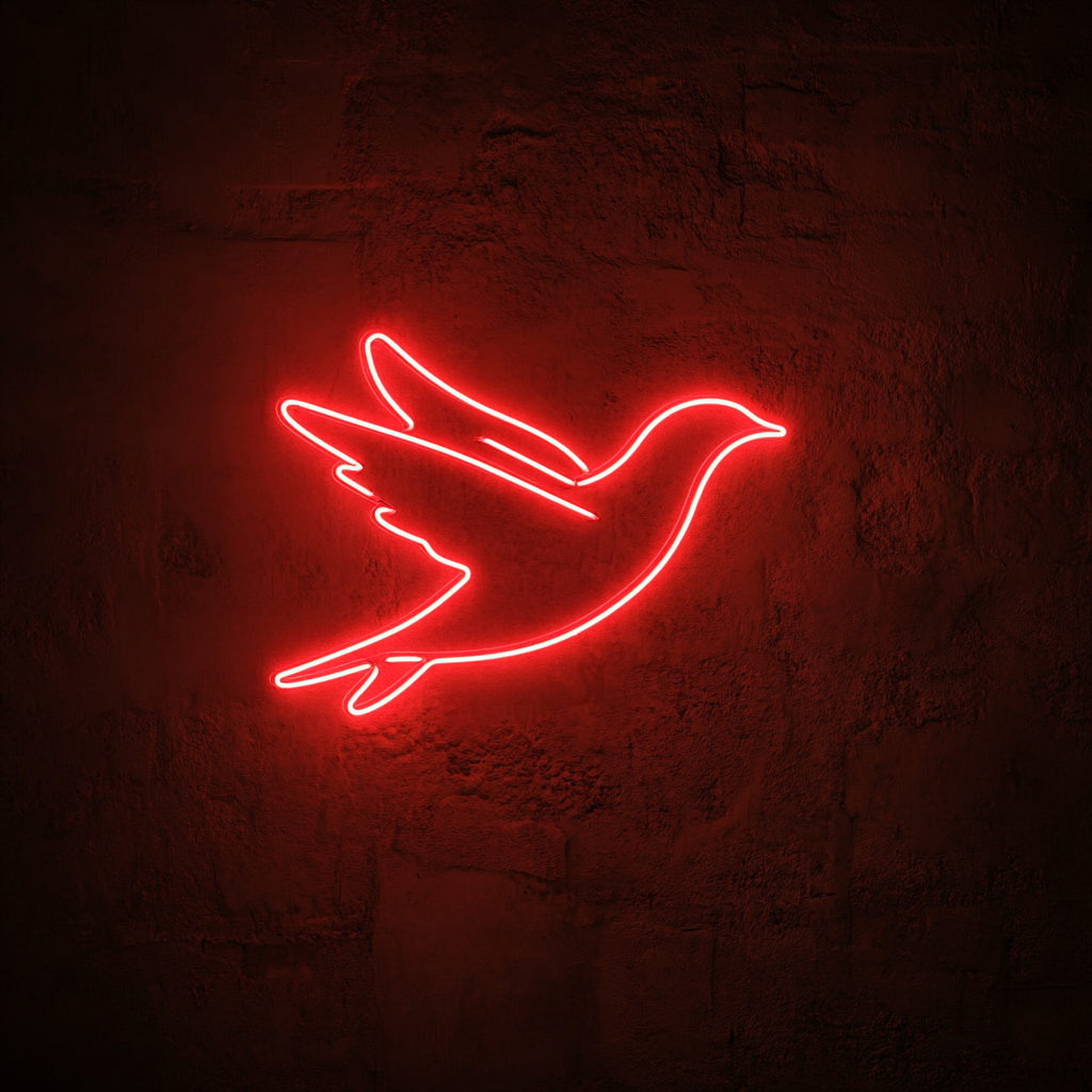 Bird in Flight - Red Neon Sign, 18 Inches