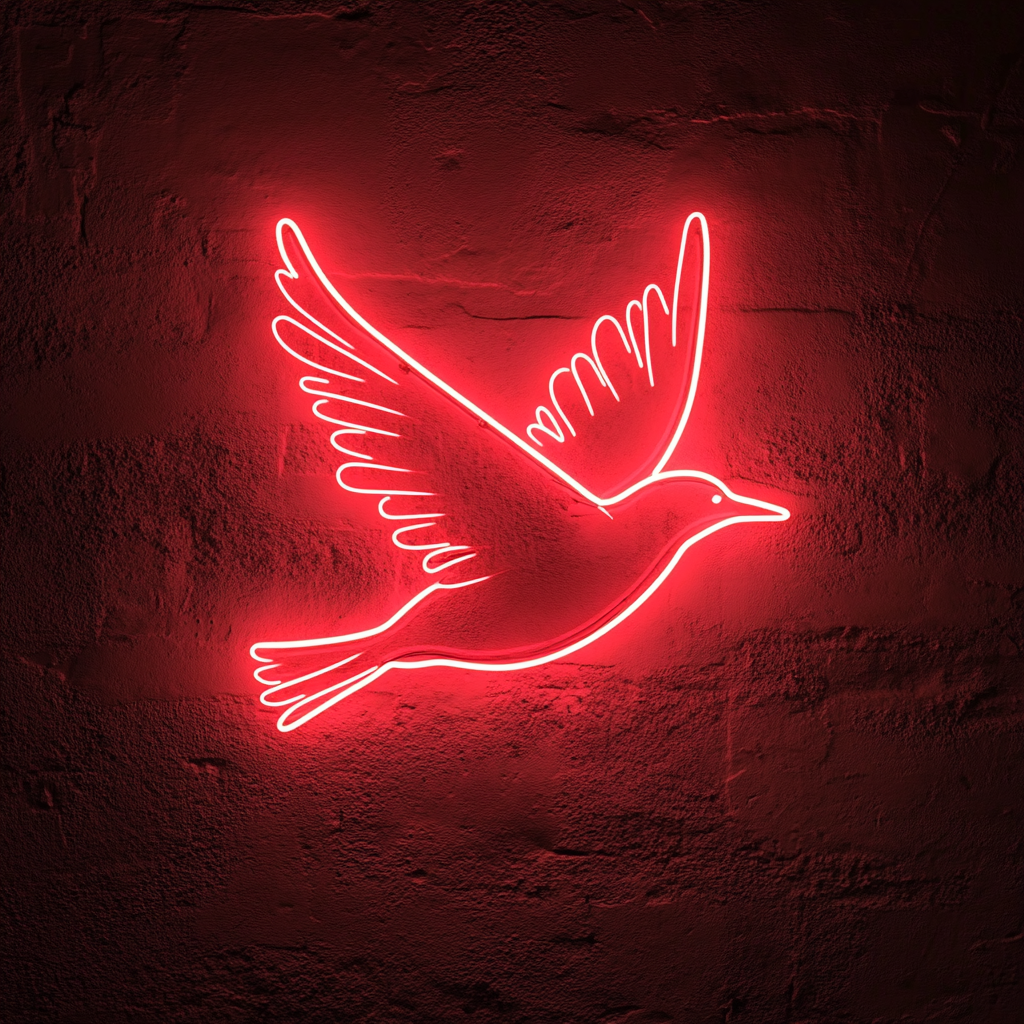 Bird in Flight - Red Neon Sign, 18 Inches