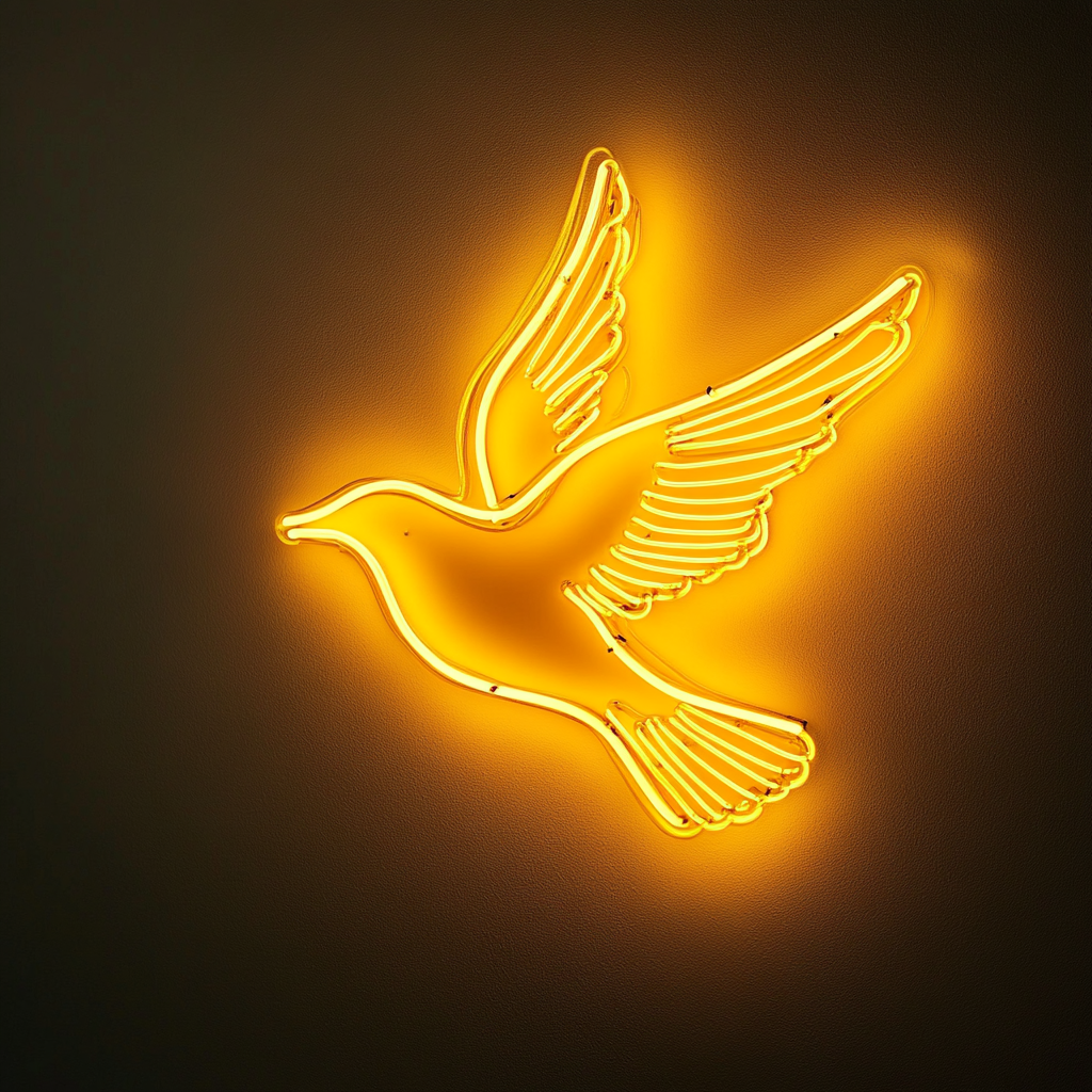 Bird in Flight - Yellow Neon Sign, 18 Inches
